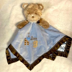BUNDLE CARTERS BEAR I LOVE HUGS LOVEY BABY SECURITY BLANKET SATIN BACK EUC